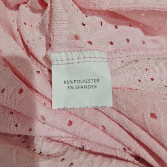 PINK EYELET KNIT LONG SLEEVE SPRING TEE TOP 3X - Picture 6 of 9